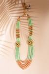 Aryavir Malhotra_Green Crystal And Pearls Embellished Mala _Online_at_Aza_Fashions