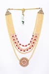 Buy_Aryavir Malhotra_Pink Crystal And Pearl Multi-layered Mala _at_Aza_Fashions