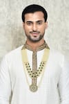 Shop_Aryavir Malhotra_Cream Crystal And Pearl Multi-layered Mala _at_Aza_Fashions