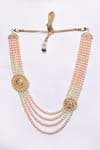 Buy_Aryavir Malhotra_Peach Crystal Embellished Multi-layered Mala _at_Aza_Fashions