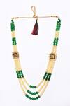 Buy_Aryavir Malhotra_Green Crystal And Pearl Embellished Layered Mala _at_Aza_Fashions