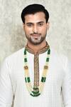 Shop_Aryavir Malhotra_Green Crystal And Pearl Embellished Layered Mala _at_Aza_Fashions