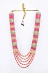 Buy_Aryavir Malhotra_Pink Crystal And Pearls Embellished Layered Mala _at_Aza_Fashions