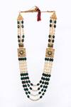 Buy_Aryavir Malhotra_Green Crystal And Pearls Multi-layered Mala _at_Aza_Fashions