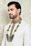 Buy_Aryavir Malhotra_Green Crystal And Pearls Multi-layered Mala _Online_at_Aza_Fashions