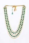 Buy_Aryavir Malhotra_Green Crystal And Pearls Multi-layered Mala _at_Aza_Fashions