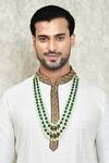 Shop_Aryavir Malhotra_Green Crystal And Pearls Multi-layered Mala _at_Aza_Fashions