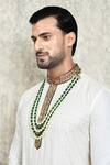 Buy_Aryavir Malhotra_Green Crystal And Pearls Multi-layered Mala _Online_at_Aza_Fashions