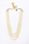 Buy_Aryavir Malhotra_Cream Crystal And Pearl Embellished Layered Mala _at_Aza_Fashions