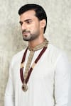 Buy_Aryavir Malhotra_Maroon Crystal And Pearls Embellished Layered Mala _Online_at_Aza_Fashions