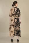 Whimsical By Shica_Black Organza, Satin V-neck Forest Print Wrap Dress _Online_at_Aza_Fashions