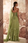 Shop_Sana Barreja_Green Corset Eliza Embellished Palla Ruffle Pre Stitched Saree With  _at_Aza_Fashions