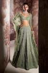 Buy_Sana Barreja_Green Blouse And Lehenga Net Embroidered Christine Crystal Bridal Set  _at_Aza_Fashions