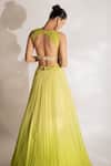 Buy_Anshika Tak Label_Yellow Lehenga And Blouse Georgette Embroidered Pearl V Pleated Set _Online_at_Aza_Fashions