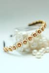 Shop_Foot Fuel_Gold Beads, Stones Studded Round Broach Hairband _Online_at_Aza_Fashions