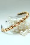 Foot Fuel_Gold Beads, Stones Studded Round Broach Hairband _at_Aza_Fashions