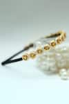 Foot Fuel_Gold Beads, Stones Embellished Round Broach Hairband _Online_at_Aza_Fashions