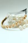 Shop_Foot Fuel_Gold Beads, Stones Embellished Round Broach Hairband _Online_at_Aza_Fashions