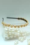 Shop_Foot Fuel_Gold Beads, Stones Embellished Round Broach Hairband 