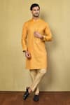 Buy_Arihant Rai Sinha_Gold Kurta Jacquard Self Design And Pyjama Set _at_Aza_Fashions