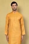 Buy_Arihant Rai Sinha_Gold Kurta Jacquard Self Design And Pyjama Set _Online_at_Aza_Fashions