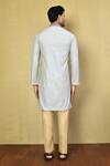 Shop_Arihant Rai Sinha_Grey Cotton Self Design Band Collar Kurta And Pyjama Set _at_Aza_Fashions
