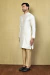 Arihant Rai Sinha_Ivory Cotton Embroidery Thread Placement Kurta Set _at_Aza_Fashions