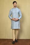 Buy_Arihant Rai Sinha_Grey Kurta Cotton Jacquard Woven Ikat Set_at_Aza_Fashions