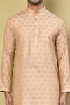 Shop_Arihant Rai Sinha_Peach Kurta Jacquard Woven Geometric And Pyjama Set _Online_at_Aza_Fashions