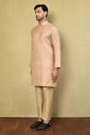 Arihant Rai Sinha_Peach Kurta Jacquard Woven Geometric And Pyjama Set _at_Aza_Fashions