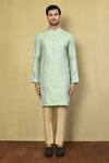 Buy_Arihant Rai Sinha_Green Jacquard, Cotton Embroidery Full Sleeve Woven Kurta Set _Online_at_Aza_Fashions