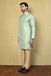 Arihant Rai Sinha_Green Jacquard, Cotton Embroidery Full Sleeve Woven Kurta Set _at_Aza_Fashions