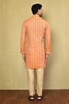 Shop_Arihant Rai Sinha_Orange Cotton Stripe Pattern Kurta With Pyjama _at_Aza_Fashions