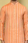 Buy_Arihant Rai Sinha_Orange Cotton Stripe Pattern Kurta With Pyjama _Online_at_Aza_Fashions