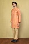 Arihant Rai Sinha_Orange Cotton Stripe Pattern Kurta With Pyjama _at_Aza_Fashions