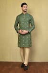 Buy Arihant Rai Sinha Green Cotton Plus Print Kurta With Pyjama at Aza Fashions Buy_Arihant Rai Sinha_Green Cotton Plus Print Kurta With Pyjama_at_Aza_Fashions