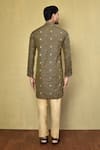 Shop_Arihant Rai Sinha_Green Cotton Jacquard Print Plus Straight Kurta With Pyjama _at_Aza_Fashions