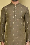 Buy_Arihant Rai Sinha_Green Cotton Jacquard Print Plus Straight Kurta With Pyjama _Online_at_Aza_Fashions
