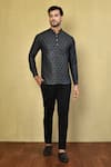 Buy_Arihant Rai Sinha_Black Cotton Printed Ikat Jaal Short Kurta _at_Aza_Fashions