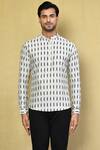 Buy_Arihant Rai Sinha_Cream Cotton Printed Ikat Stripe Short Kurta _Online_at_Aza_Fashions