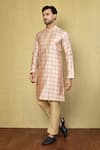 Buy_Arihant Rai Sinha_Brown Kurta Viscose Printed Checkered Pattern And Pyjama Set _at_Aza_Fashions