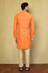 Shop_Arihant Rai Sinha_Orange Kurta Cotton Jacquard Embroidered Cutwork And Pyjama Set _at_Aza_Fashions