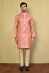 Buy_Arihant Rai Sinha_Pink Jacquard, Cotton Embroidery Floral Woven Kurta And Pyjama Set _Online_at_Aza_Fashions