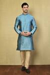 Buy_Arihant Rai Sinha_Blue Cotton Embroidery Miniature Geometric Pattern Kurta Set_at_Aza_Fashions