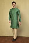 Buy_Arihant Rai Sinha_Green Cotton Plain Kurta With Pyjama _at_Aza_Fashions