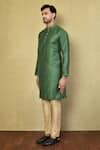Arihant Rai Sinha_Green Cotton Plain Kurta With Pyjama _at_Aza_Fashions