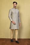 Buy_Arihant Rai Sinha_Grey Cotton Plain Kurta Set _at_Aza_Fashions