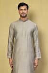 Buy_Arihant Rai Sinha_Grey Cotton Plain Kurta Set _Online_at_Aza_Fashions
