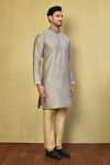 Arihant Rai Sinha_Grey Cotton Plain Kurta Set _at_Aza_Fashions