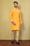 Buy_Arihant Rai Sinha_Gold Cotton Striped Kurta Set _at_Aza_Fashions